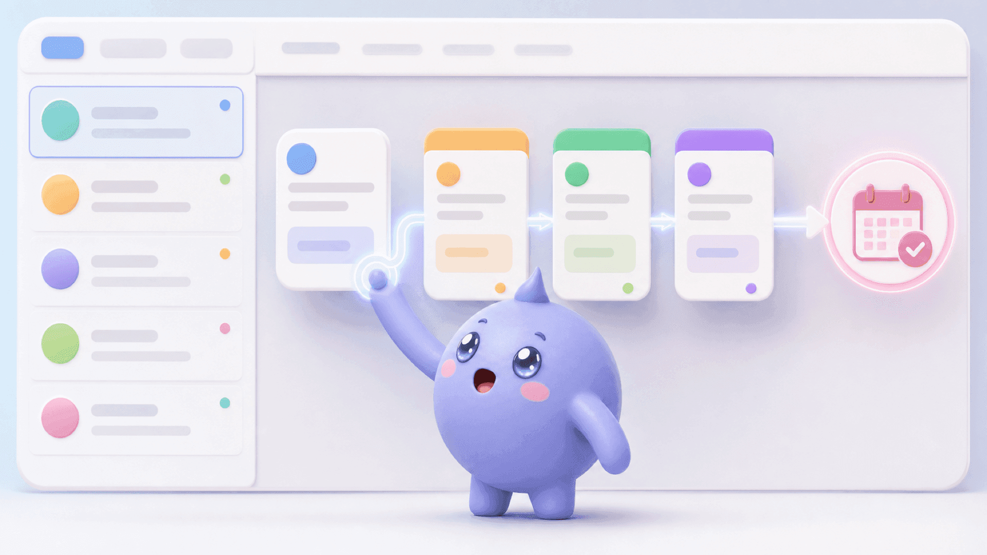 Illustration of an Instagram inbox with a sales pipeline overlay, representing the Mochi Instagram DM sales system.