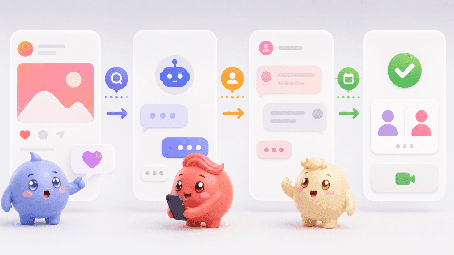 Flow from an Instagram keyword comment to an automated direct message, sales conversation and booked call