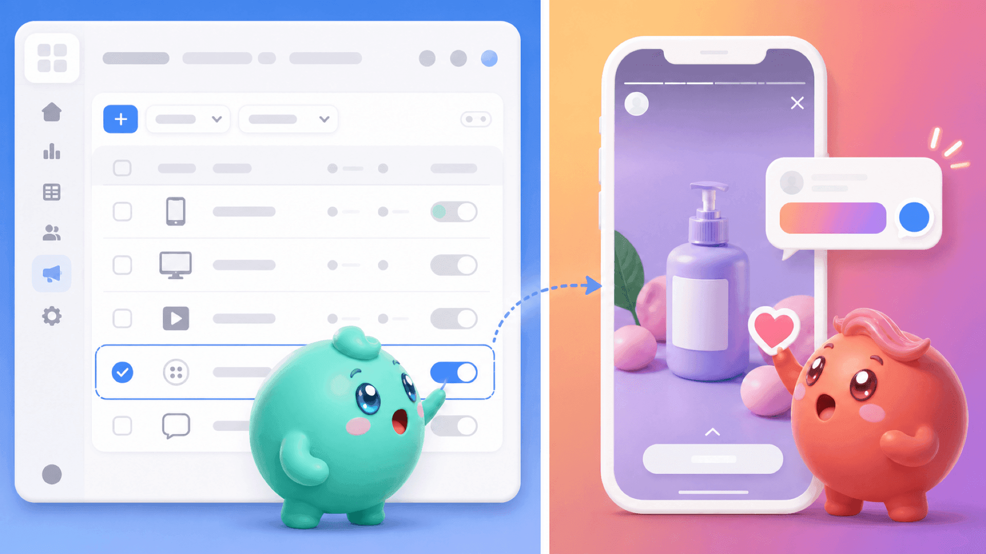 A split-screen visual: one side shows a Meta Ads Manager dashboard with a Stories placement selected, the other side shows a phone with an Instagram Story ad and a DM notification. The contrast should suggest that the story ad is only the beginning of the sales conversation.