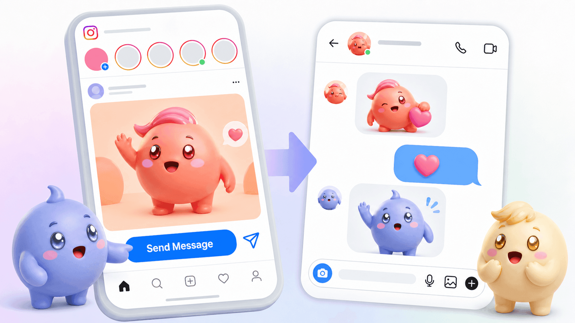 Instagram ad with a message button leading to a DM conversation